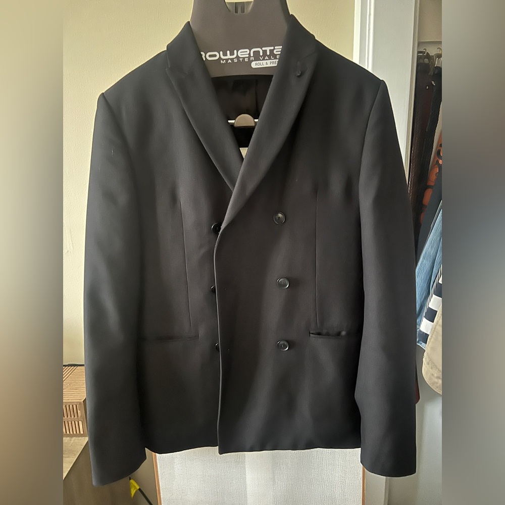 Zara Men's Black Double-Breasted Blazer 36R